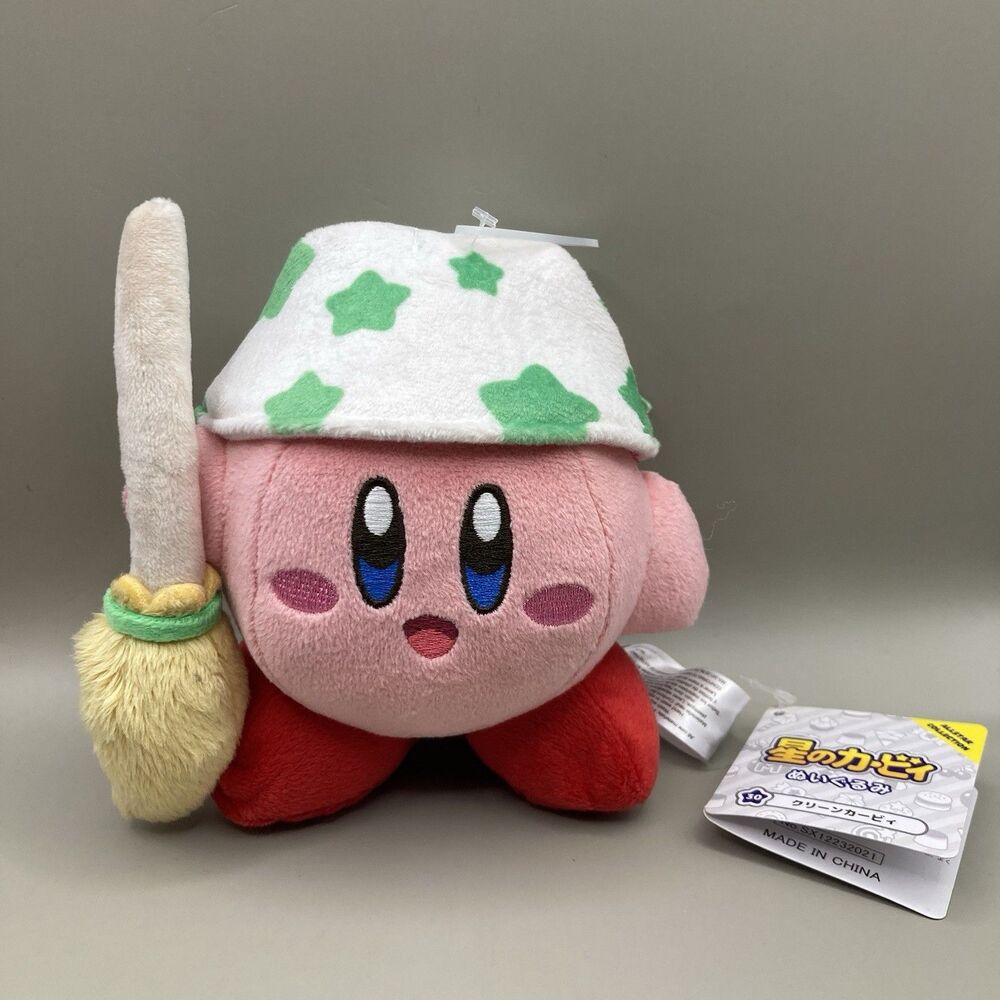 New! Kirby Cleaning Plush 5" Broom All Star Collection San-Ei Little Nintendo
